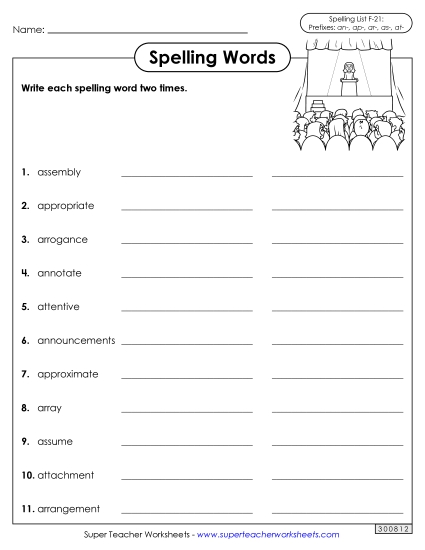 Worksheets and Puzzles - Write Words Twice (F-21)
