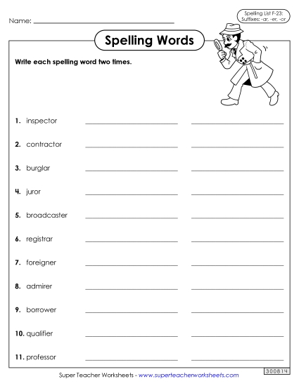 Worksheets and Puzzles - Write Words Twice (F-23) Worksheets and Puzzles - Write Words Twice (F-23)