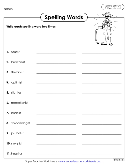 Worksheets and Puzzles - Write Words Twice (F-24)
