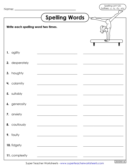 Worksheets and Puzzles - Write Words Twice (F-25) 