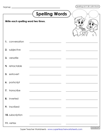 Worksheets and Puzzles - Write Words Twice (F-28)