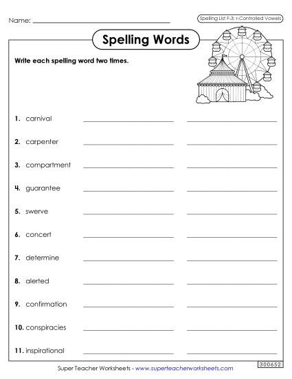 Worksheets and Puzzles - Write Words Twice (F-3) 