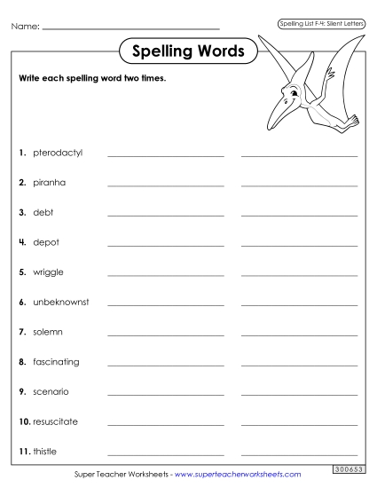 Worksheets and Puzzles - Write Words Twice (F-4)