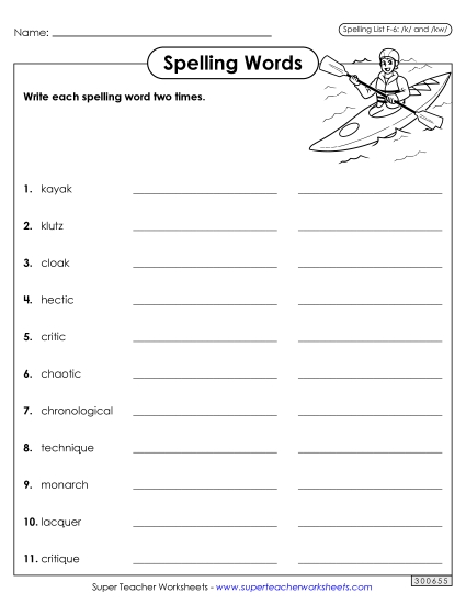 Worksheets and Puzzles - Write Words Twice (F-6)