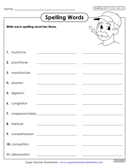 Worksheets and Puzzles - Write Words Twice (F-7) Worksheets and Puzzles - Write Words Twice (F-7)
