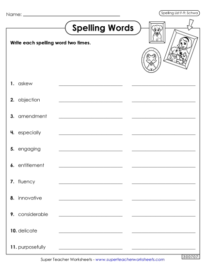 Worksheets and Puzzles - Write Words Twice (F-9)