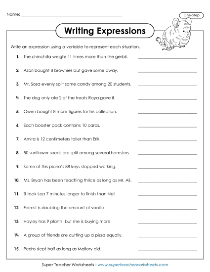 Level: Basic (1-Step; No Parenthesis) - Writing 1-Step Expressions