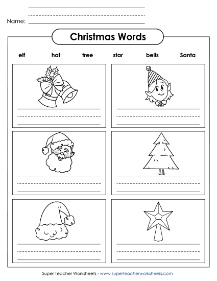 Worksheets - Writing Christmas Words