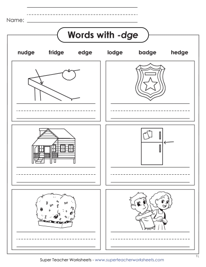 Worksheets - Writing -dge Words 