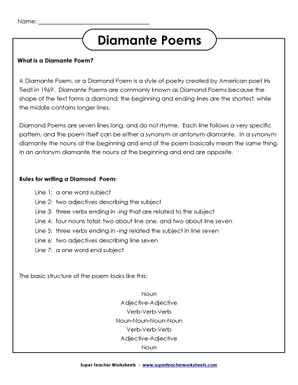 Diamante Poems - Writing Diamante Poems Diamante Poems - Writing Diamante Poems