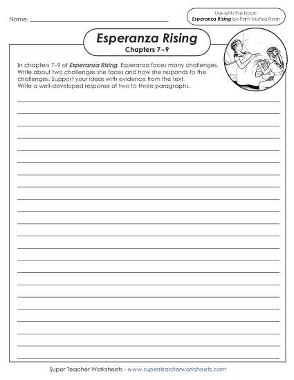 Chapters 7–9 - Writing Prompt: Esperanza's Challenges (Printable PDF Worksheet)