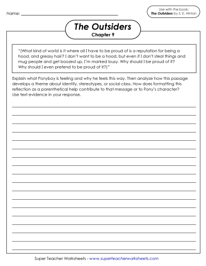 Chapters 9–10 - Writing Prompt: Identity, Stereotypes, and Social Class (Printable PDF Worksheet)
