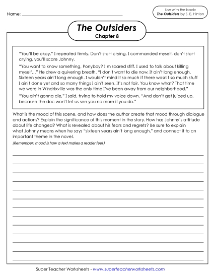Chapters 7–8 - Writing Prompt: Mood (Printable PDF Worksheet)