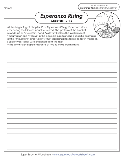 Chapters 10–12 - Writing Prompt: Mountains & Valleys Symbolism (Printable PDF Worksheet)