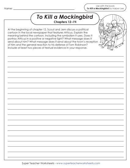 Chapters 12–14 - Writing Prompt: The Political Cartoon (Printable PDF Worksheet)