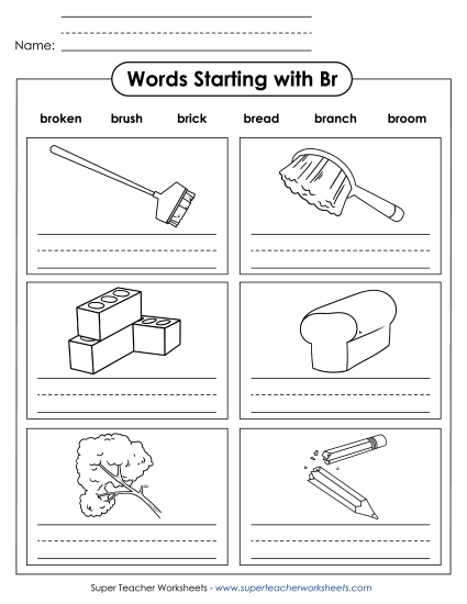 Worksheets - Writing Words that Start with BR