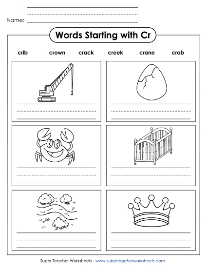 Worksheets - Writing Words that Start with CR