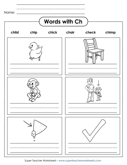 Worksheets - Writing Words with CH