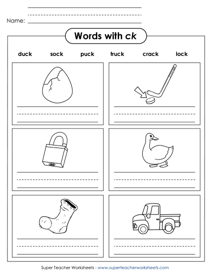 Worksheets - Writing Words with CK Worksheets - Writing Words with CK
