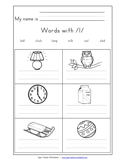 Worksheets - Writing Words with L l Worksheets - Writing Words with L l