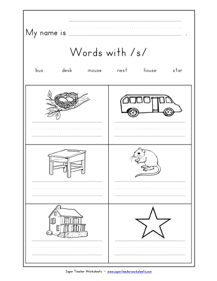 Worksheets - Writing Words with S s Worksheets - Writing Words with S s