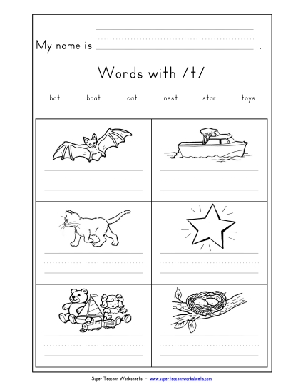 Worksheets - Writing Words with T t Worksheets - Writing Words with T t
