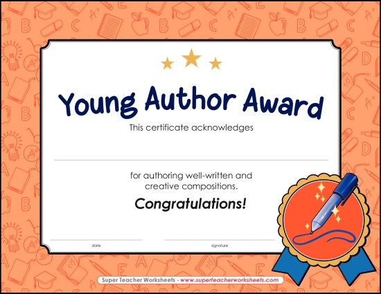 Reading & Writing Awards - Writing - Young Author Award Reading & Writing Awards - Writing - Young Author Award