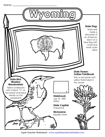 Symbols - Wyoming State Symbols Coloring Page