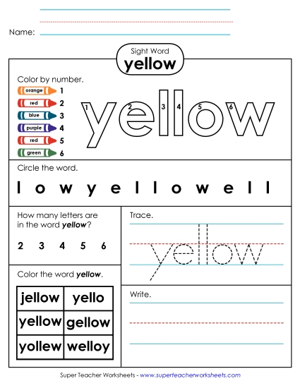 Individual Sight Words - Yellow (Sight Word) Individual Sight Words - Yellow (Sight Word)