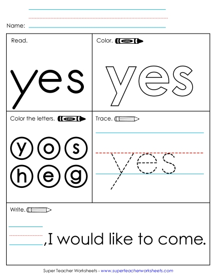 Individual Sight Words - Yes (Sight Word)