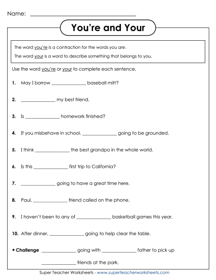 Your and You're (Homophones)