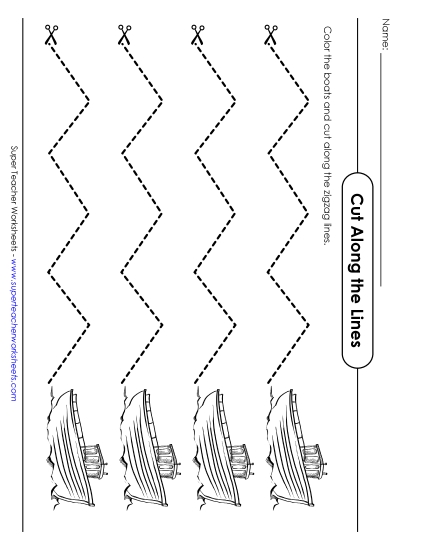 Cut Along the Lines - Zigzag Lines (Boats)