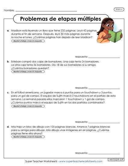 Varios Pasos, Básico #3 Gratis Problemas De Varios Pasos Worksheet