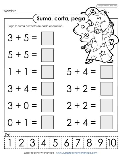 Mago de Agregar, Cortar, Pegar Gratis Suma Worksheet