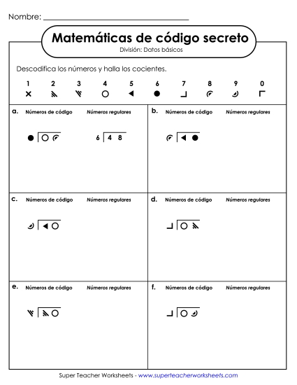 División SCM: Hechos Básicos Gratis Division Worksheet