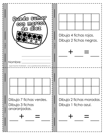 Mini-Libro: Marcos de Diez Gratis Cuadros De Diez Worksheet
