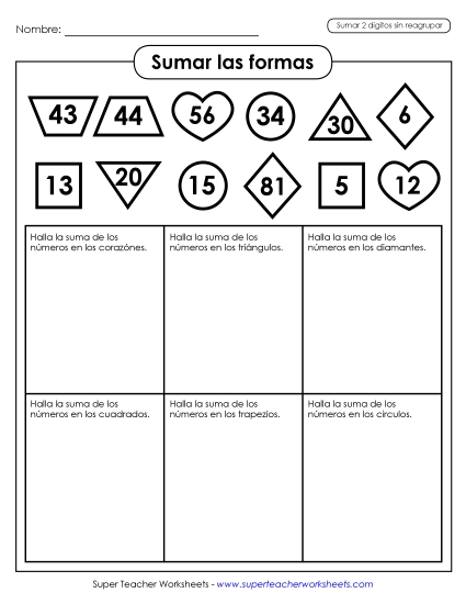 Suma de Formas Gratis Worksheet