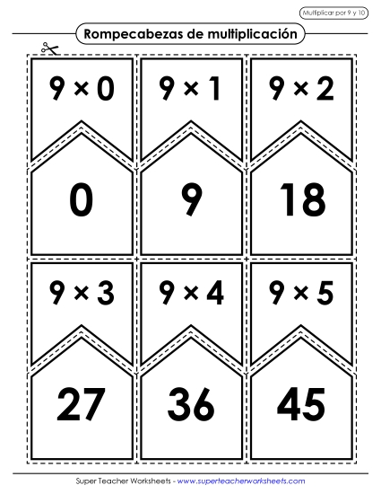 Multiplicando por 9s y 10s Gratis Multiplicacion Worksheet
