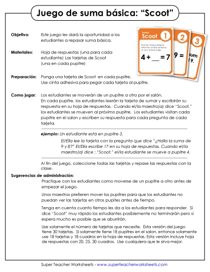 Juego de ¡Deslizar! Suma Básica Gratis Worksheet