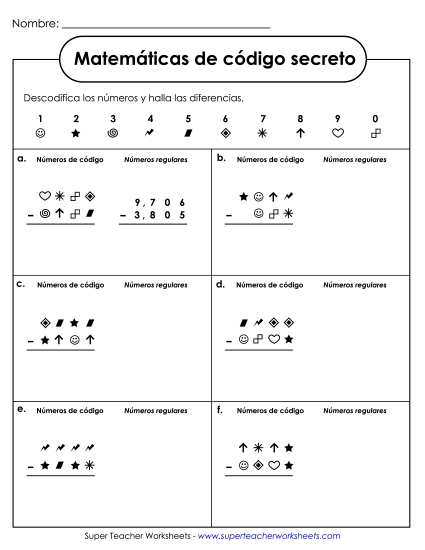 Resta SCM: 4 Dígitos Gratis Worksheet