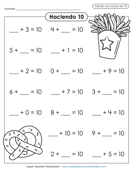Ejercicio de Sumando Faltante: Meriendas Gratis Worksheet
