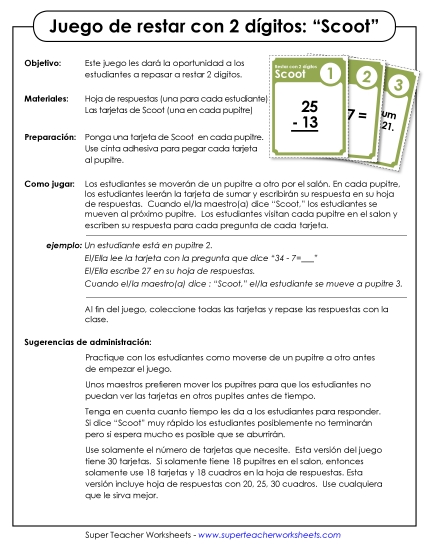 Resta (2 dígitos) Gratis Worksheet