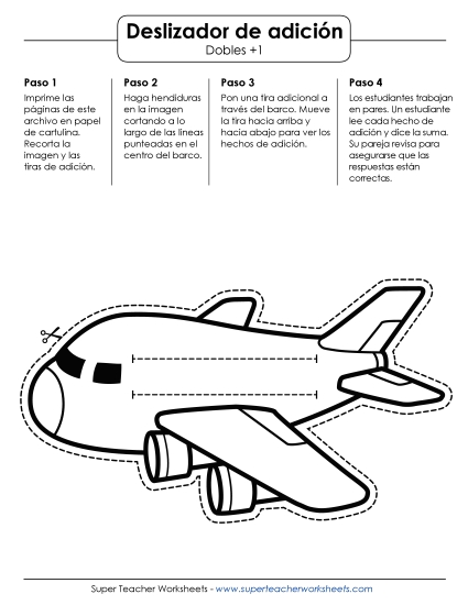 Deslizador Matemático de Avión: Suma de Dobles +1 Datos Gratis Worksheet