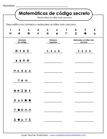 SCM: Redondeo al Mil Más Cercano Gratis Worksheet