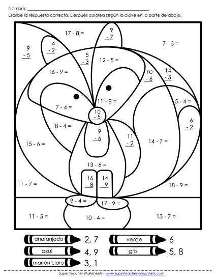 Imagen Misteriosa: Zorro Gratis Resta Worksheet