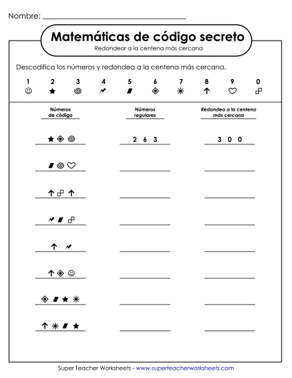 SCM: Redondeo al Cien Más Cercano Gratis Worksheet
