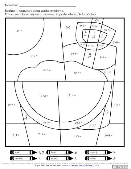 Imagen Misteriosa de Adición: Escenas de Verano 2 Gratis Suma Worksheet