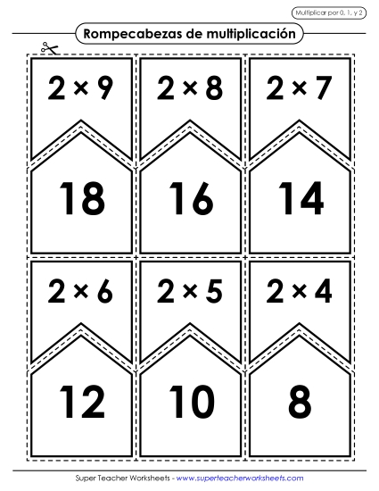 Multiplicando por 0s, 1s y 2s Gratis Multiplicacion Worksheet