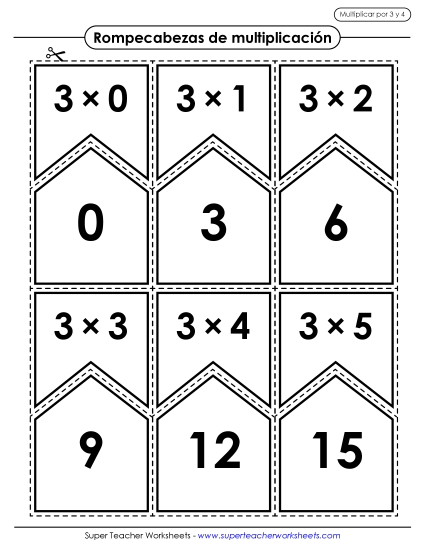 Multiplicando por 3 y 4 Gratis Multiplicacion Worksheet