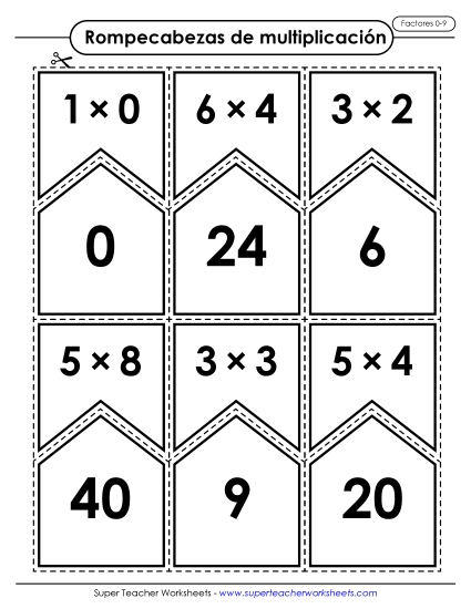 Multiplicación: Factores 0-9 Gratis Multiplicacion Worksheet